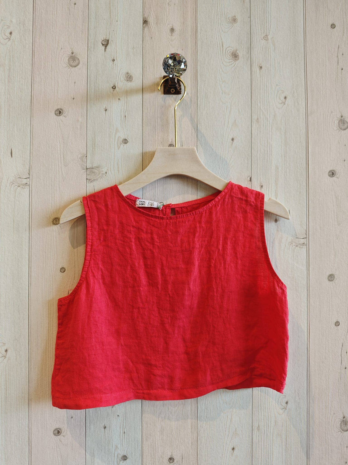Italian Linen Sleeveless Crop Top – view 6
