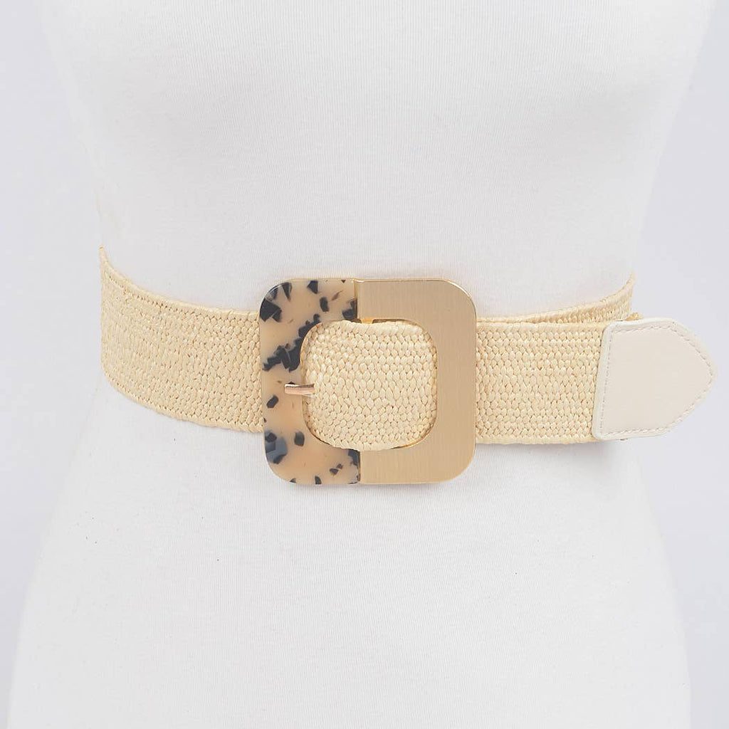 Square Metal Buckle Stretch Belt
