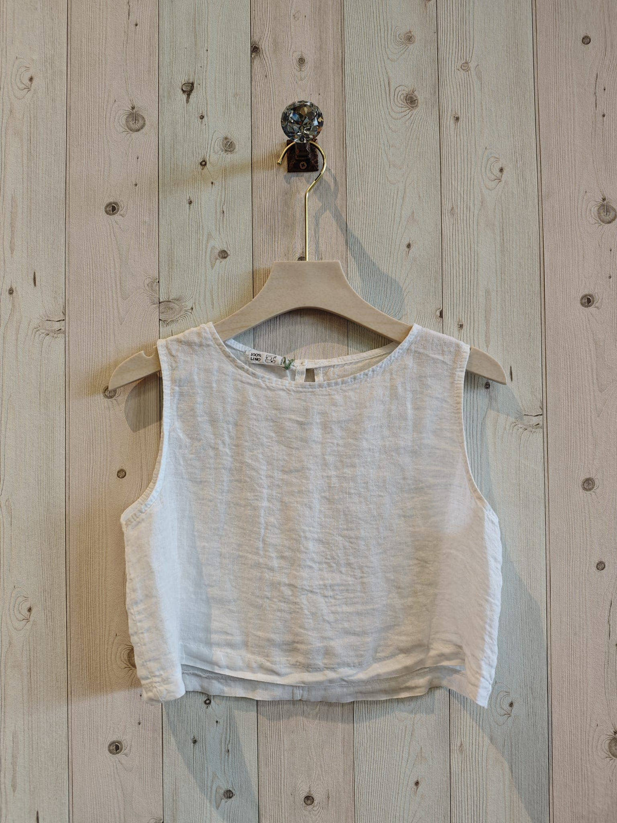Italian Linen Sleeveless Crop Top – view 4