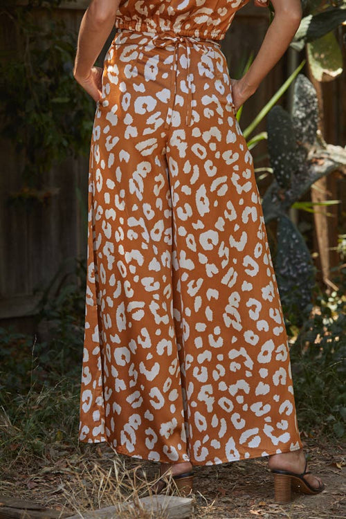 Animal Printed Long Wide Leg Pants