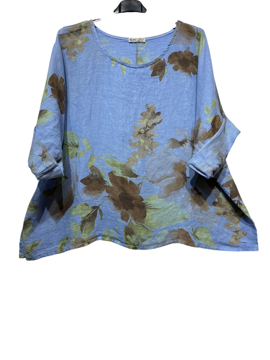 LINEN BLOUSE W/Flower Print