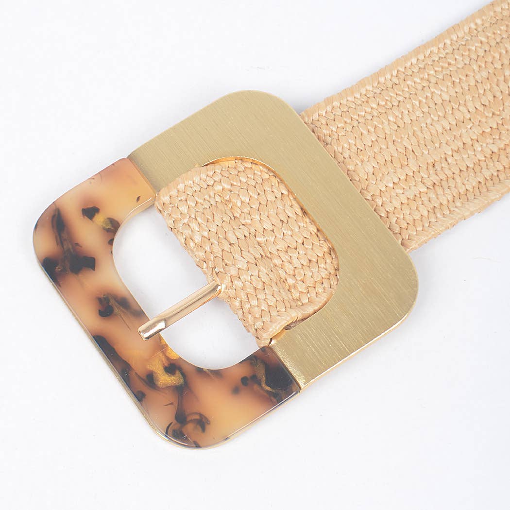 Square Metal Buckle Stretch Belt