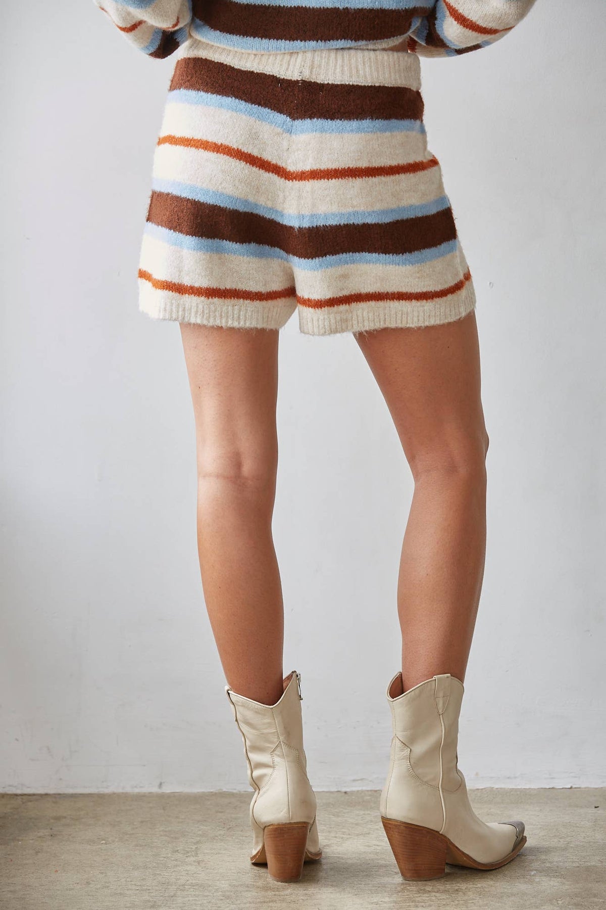 Knit Multicolor Striped Shorts