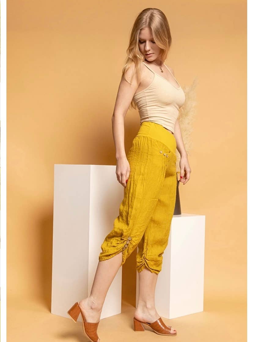 Italian Linen Capri Pants: WHITE