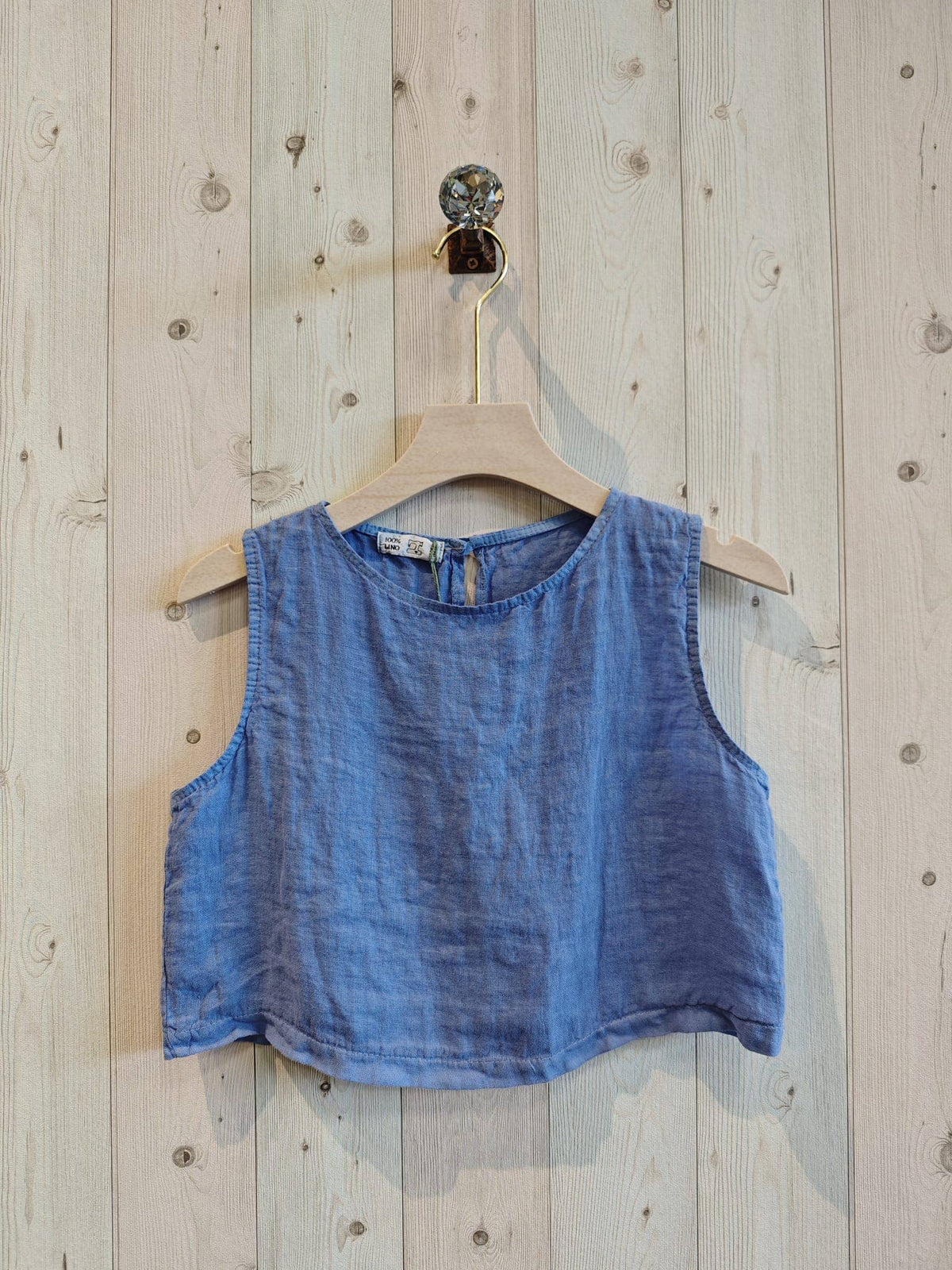 Italian Linen Sleeveless Crop Top – view 7