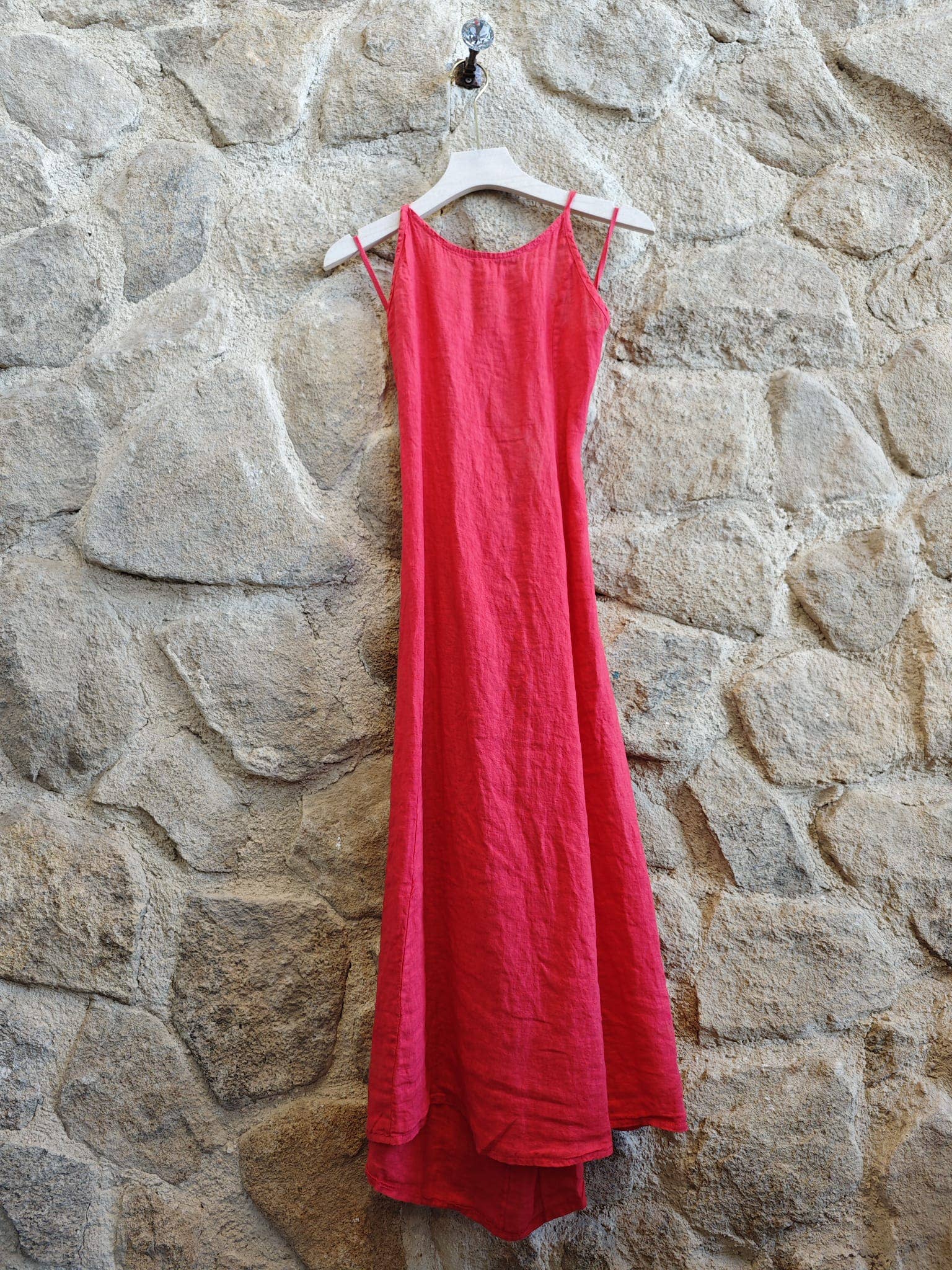 STRAP DRESS/TIE BACK 100% LINEN
