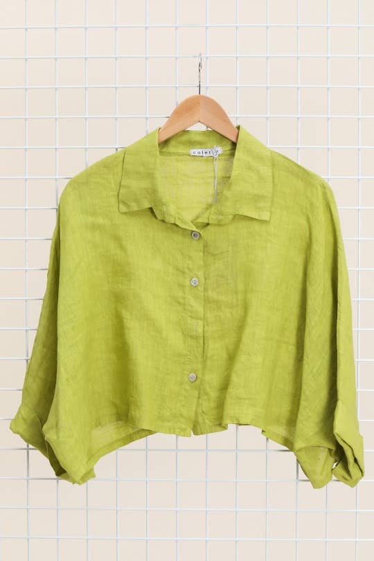 SHORT LINEN JACKET/SHIRT: LILAS