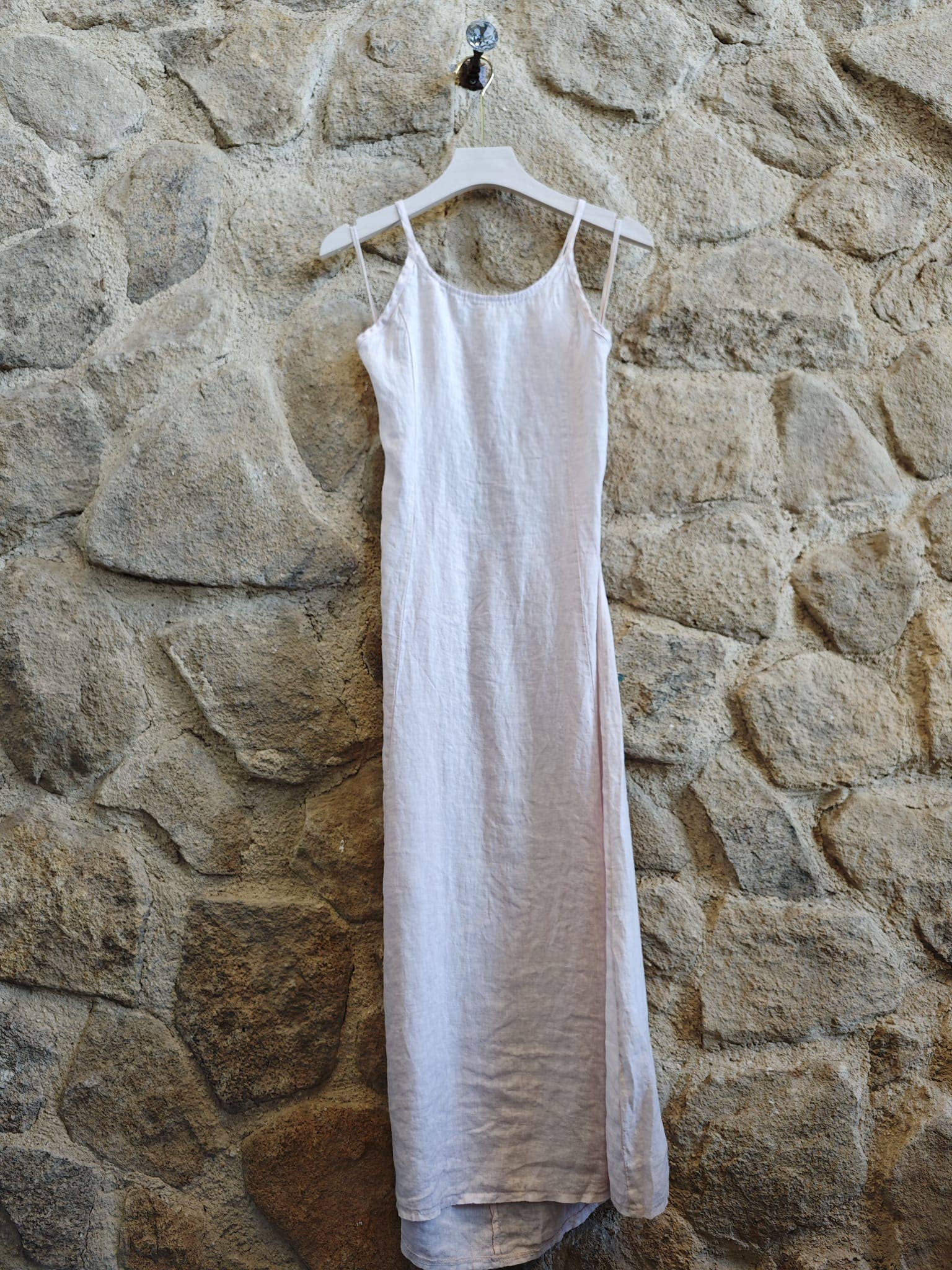 STRAP DRESS TIE BACK 100% LINEN
