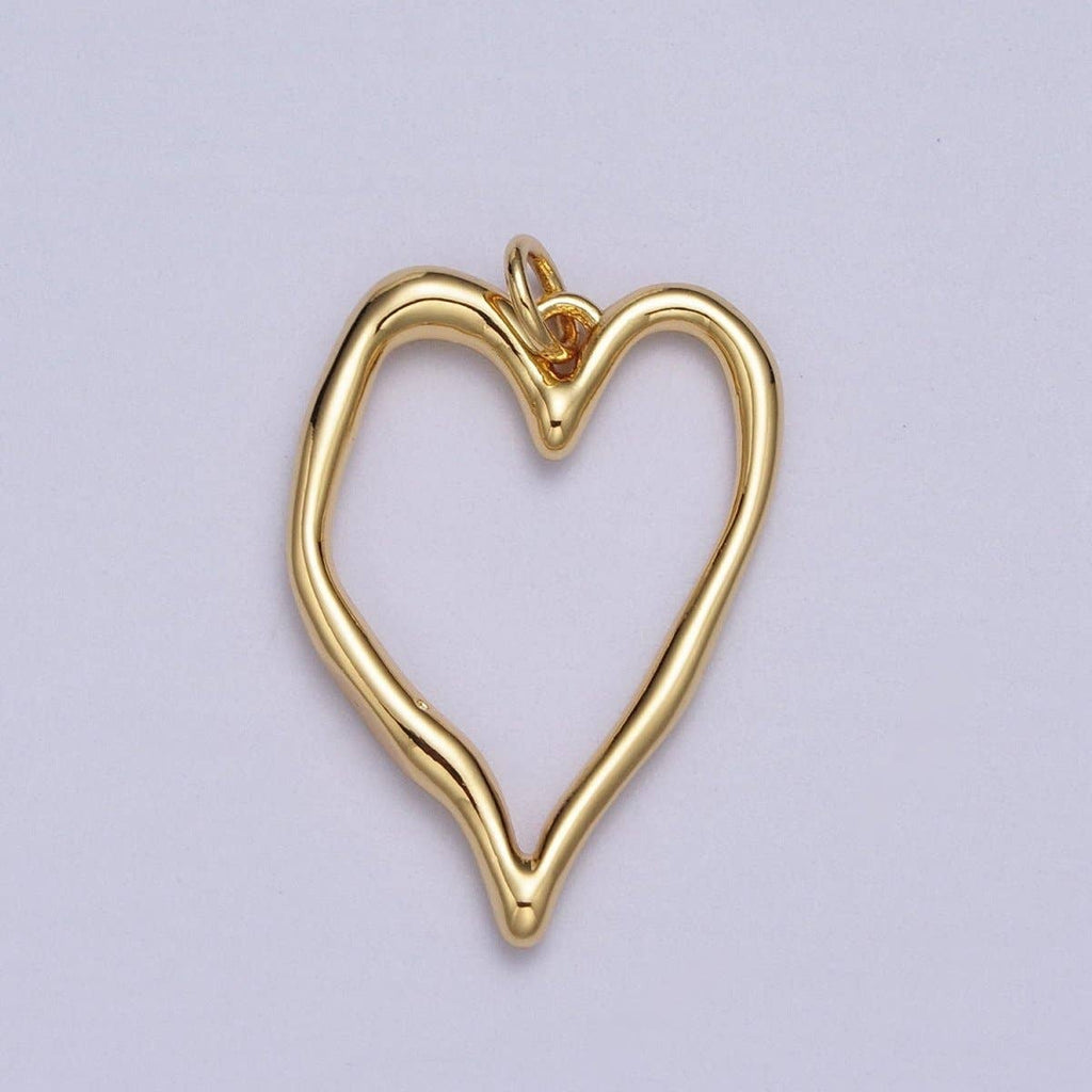 Gold Geometric Open Heart Charm