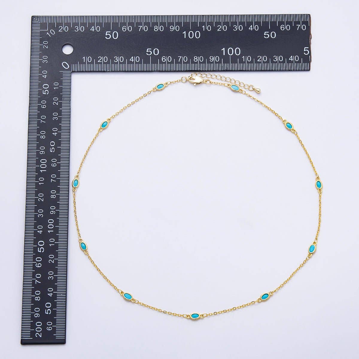 18K Gold Filled Turquoise Oval Bezel Gemstone Necklace