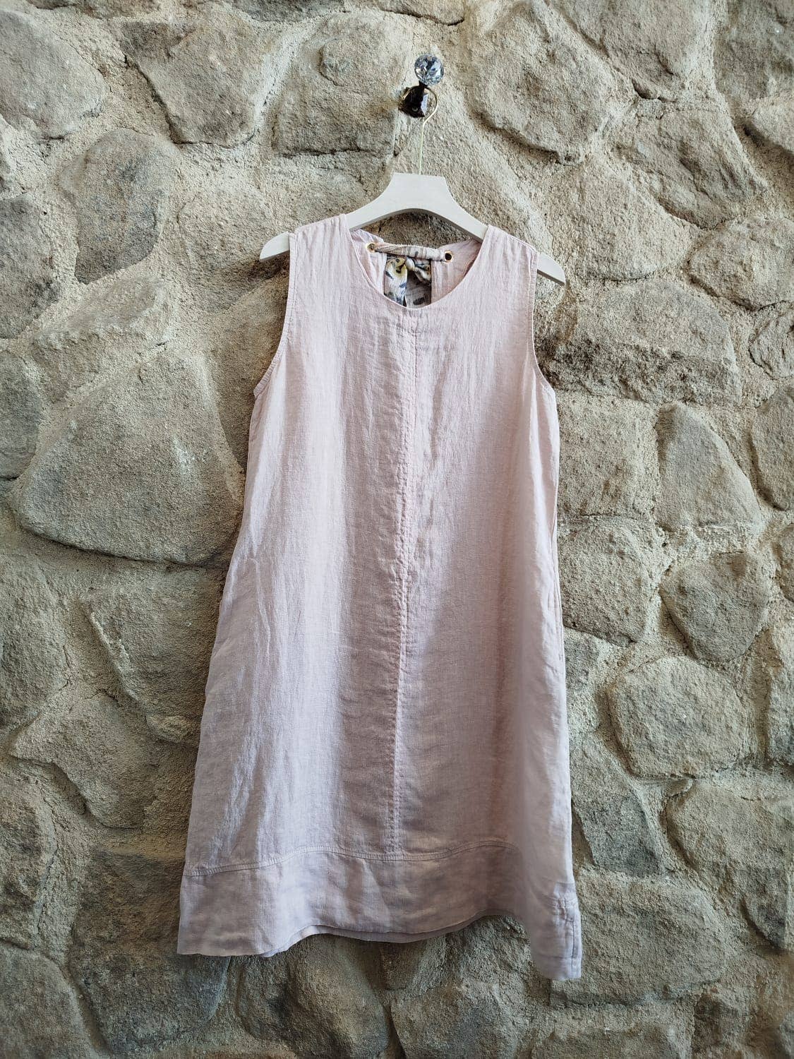 Tie Short Dress 100% Linen – view 5
