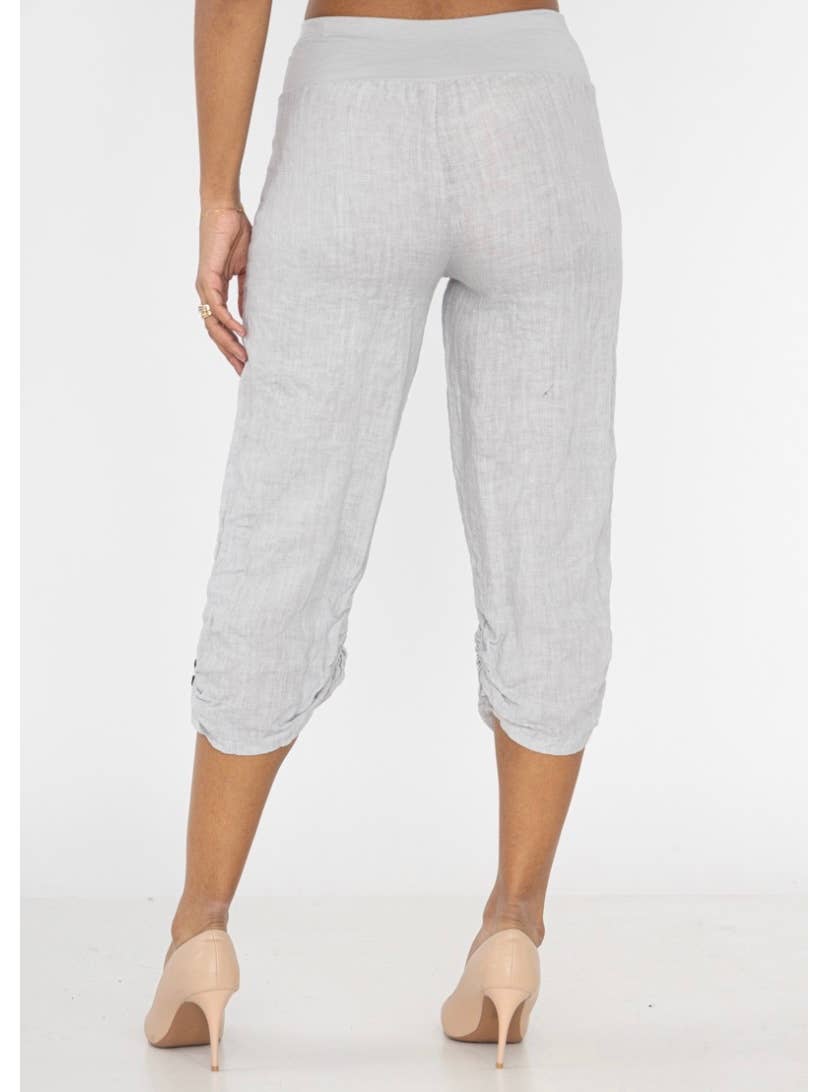 Italian Linen Capri Pants: BLACK