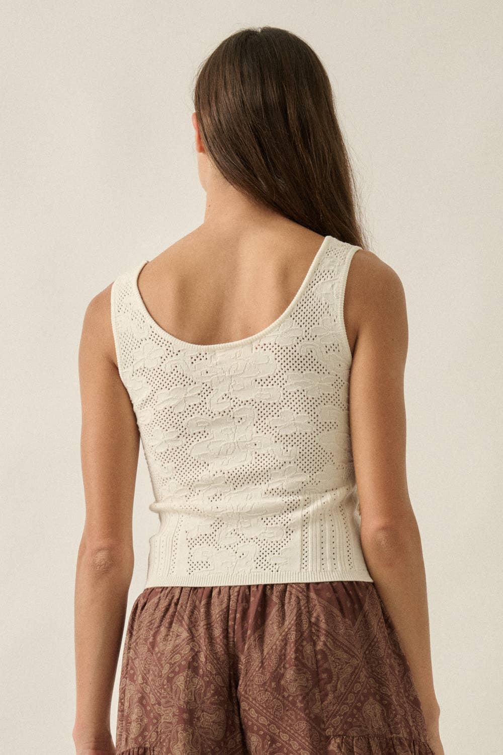 Floral Ribbed Pointelle Knit top