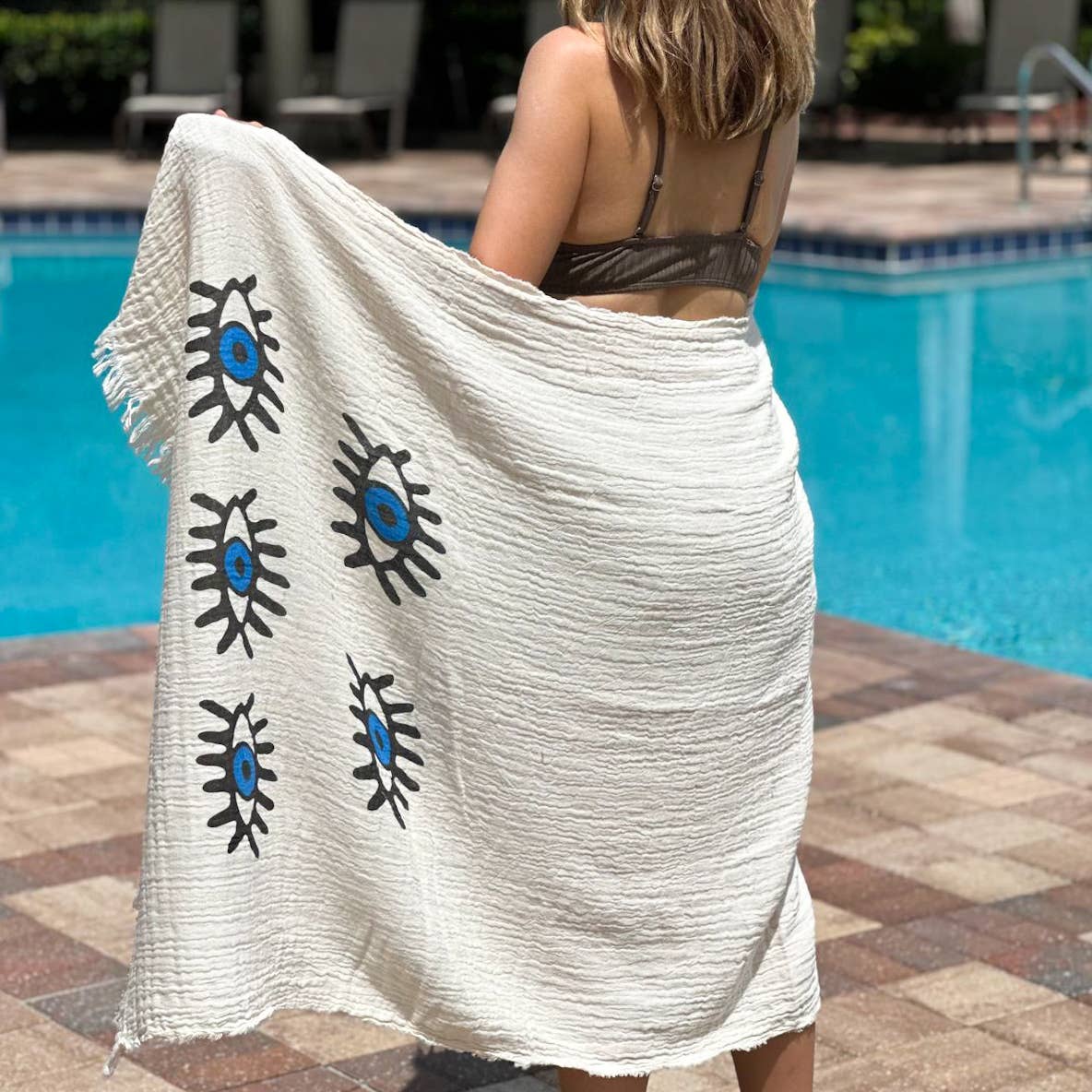 Evil Eye Towel, Soft Cotton Towel for Beach