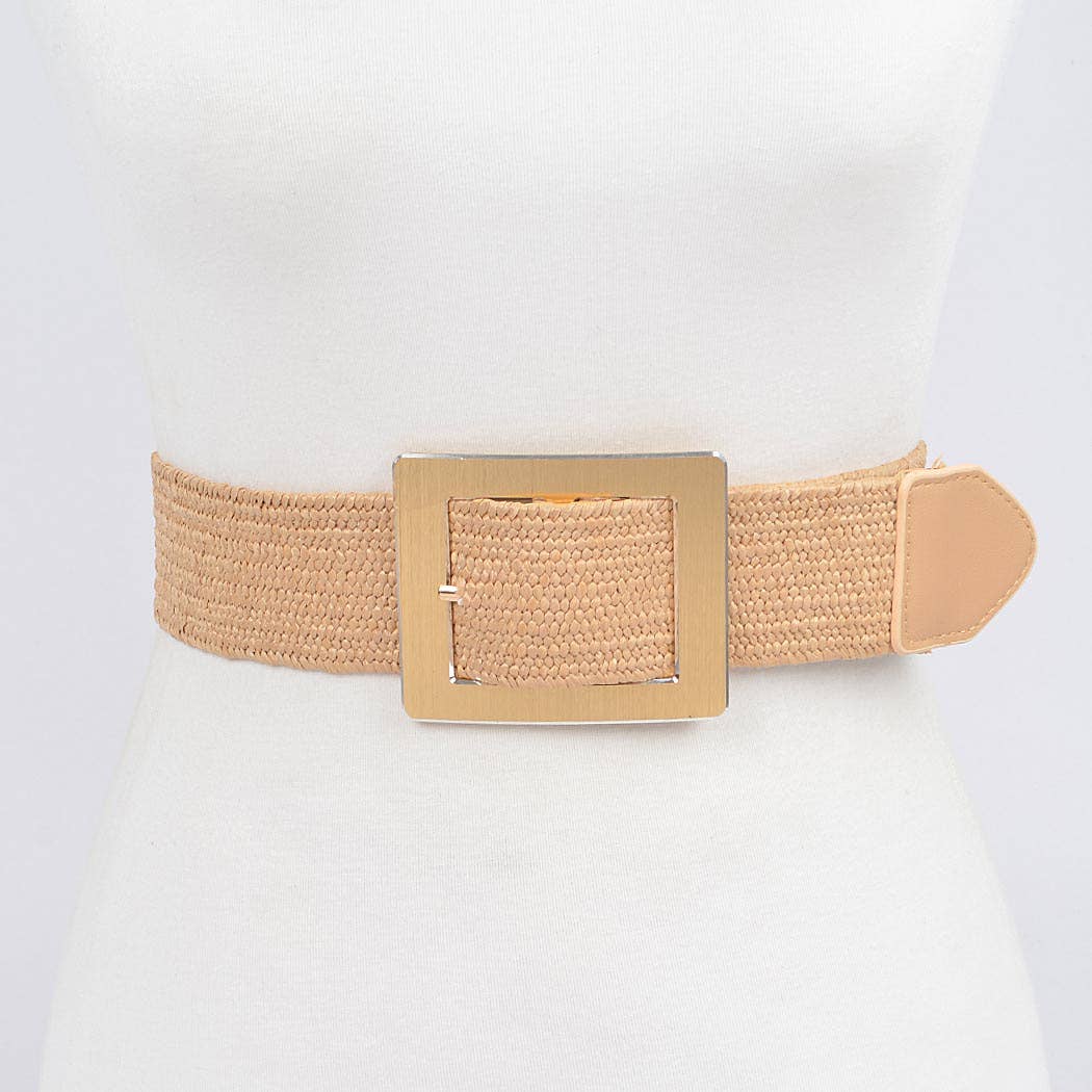 Rectangle Metal Buckle Elastic Belt