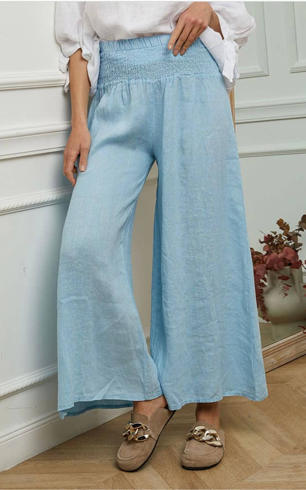 100% Linen Wide Leg Pants
