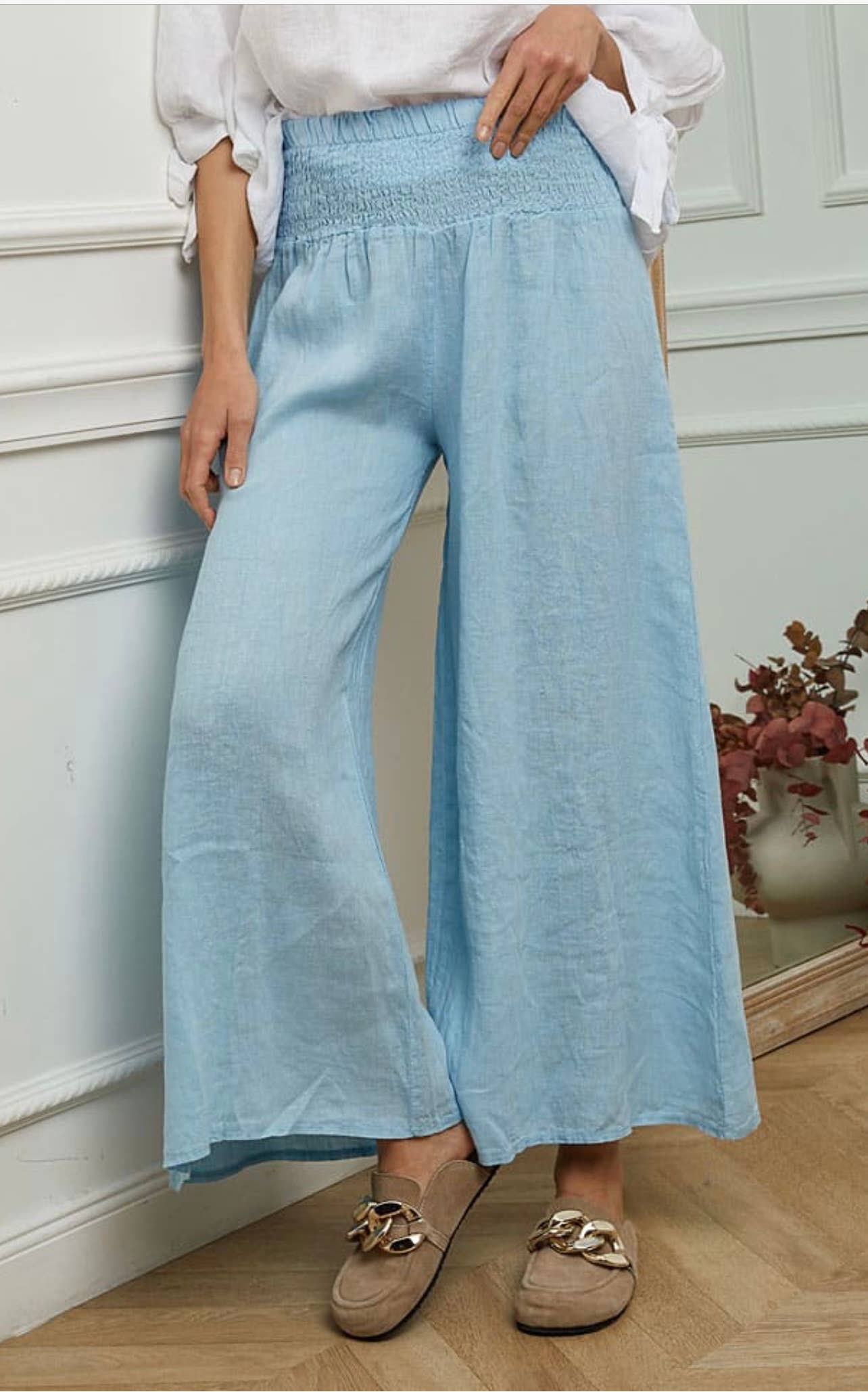100% Linen Wide Leg Pants