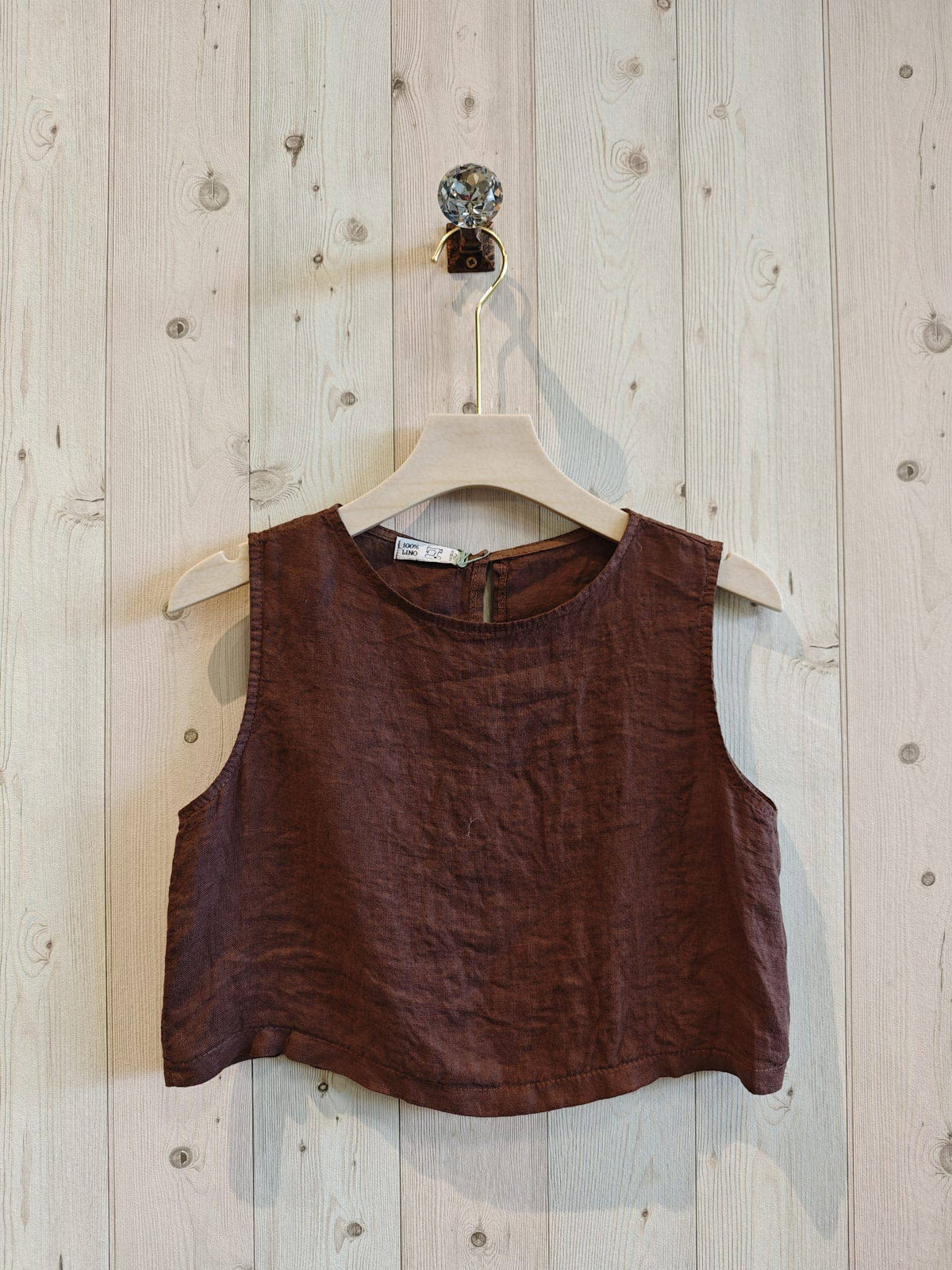 Italian Linen Sleeveless Crop Top – view 8