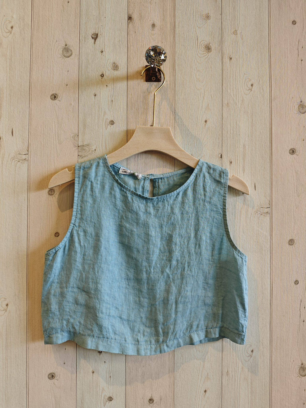 Italian Linen Sleeveless Crop Top – view 2