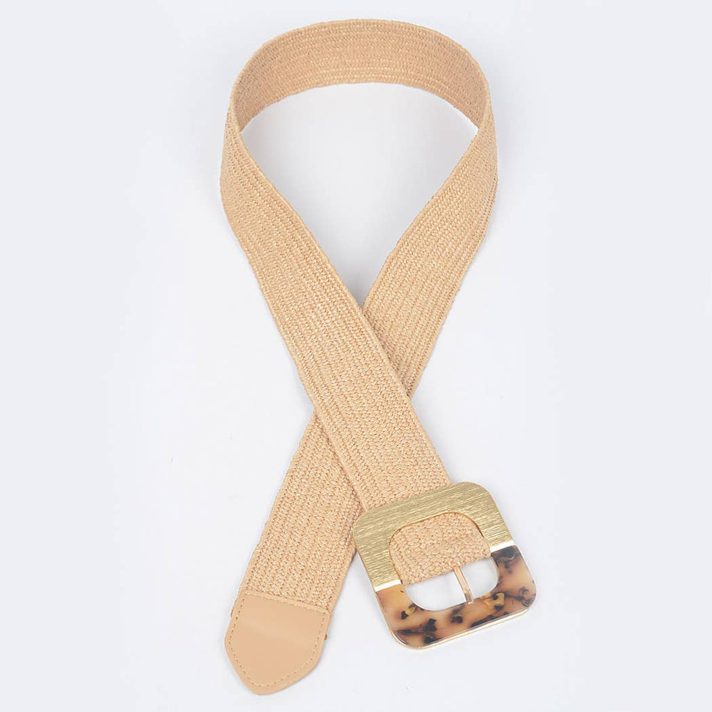 Square Metal Buckle Stretch Belt