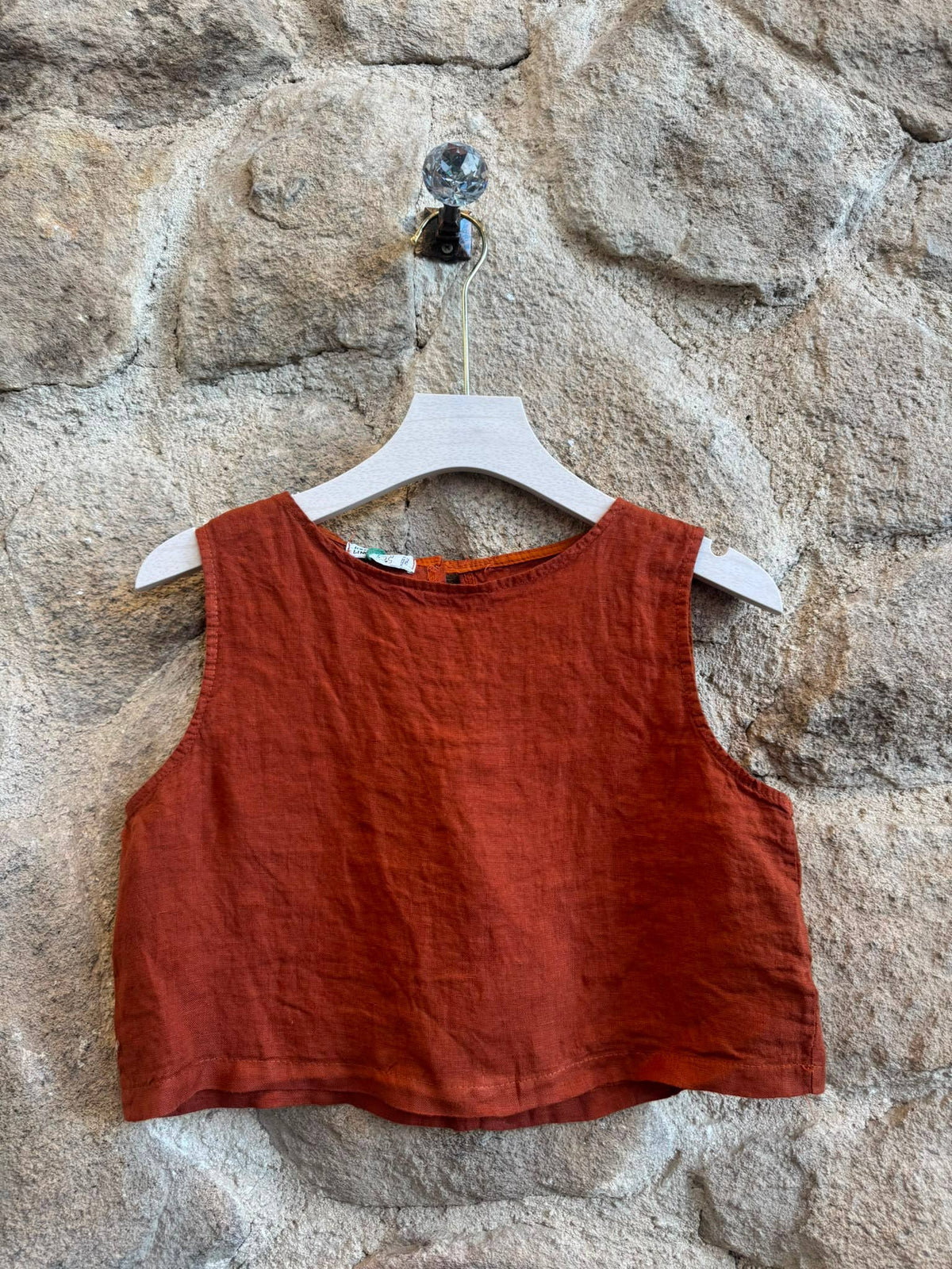 Italian Linen Sleeveless Crop Top – view 9