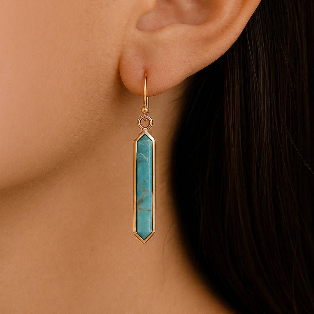 Turquoise Golden Drop Earrings