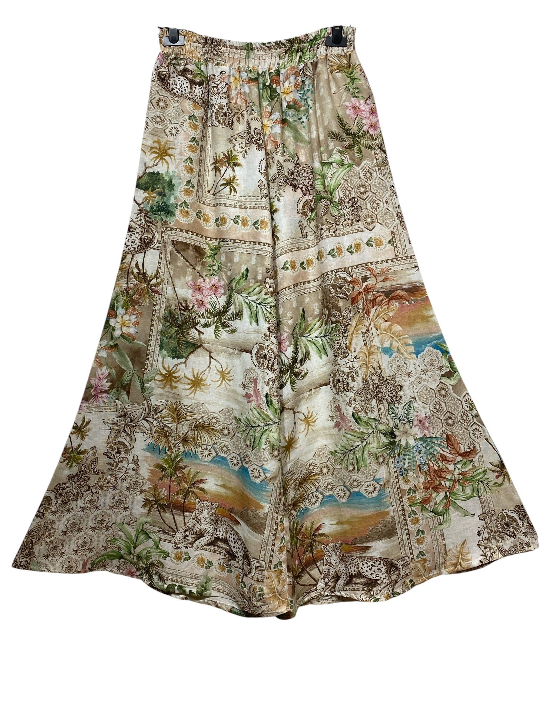PRINTED TROUSERS IN 100% LINEN