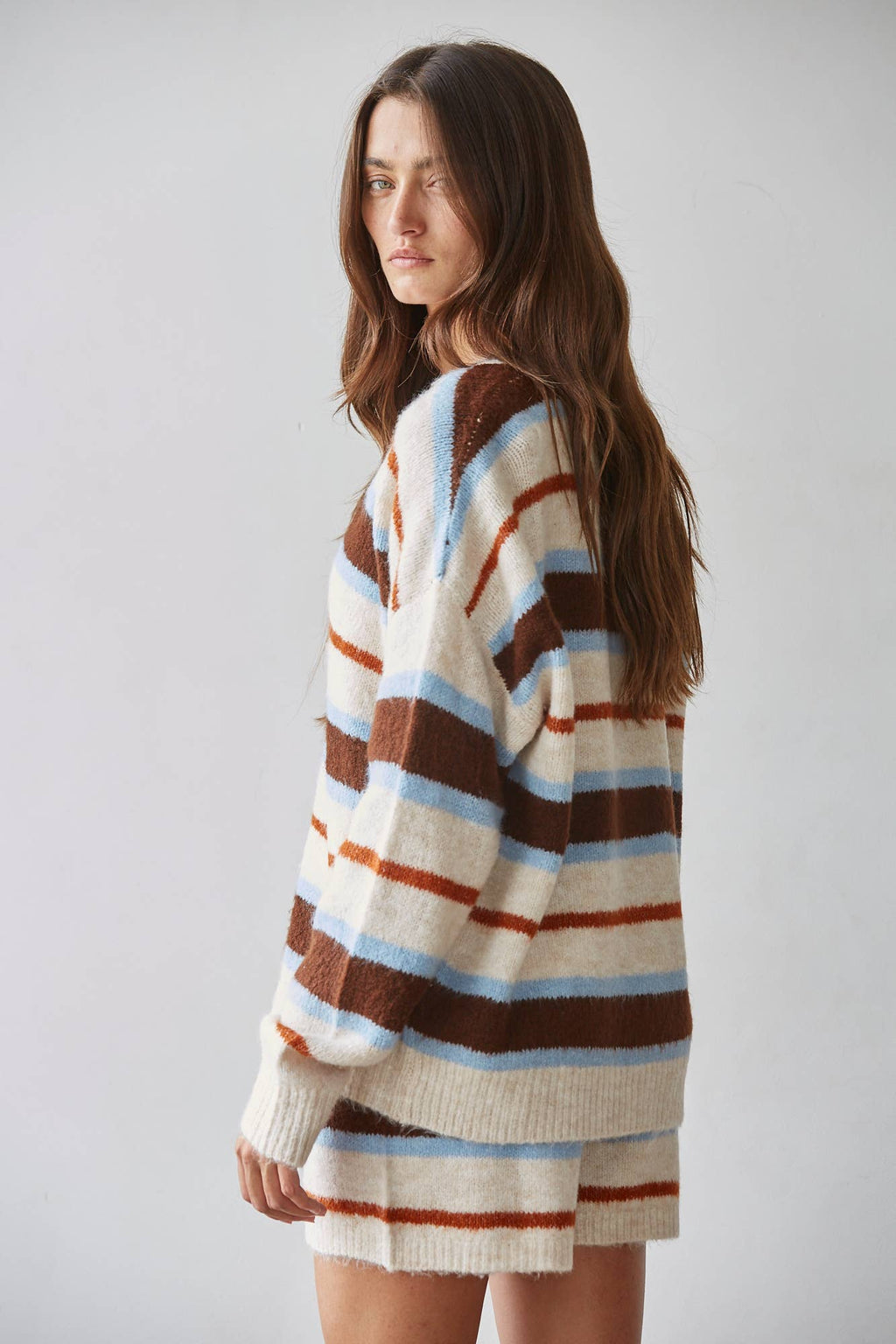 Knit Striped Buttondown Cardigan