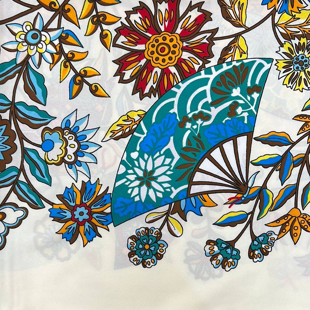 FLORAL AND ABSTRACT SQUARE SCARF