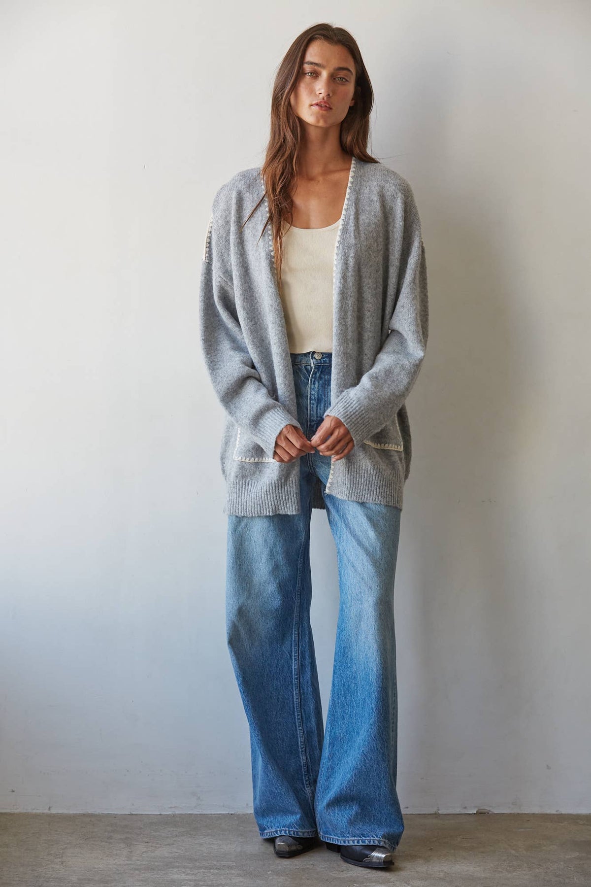 Knit Sweater Open Cardigan