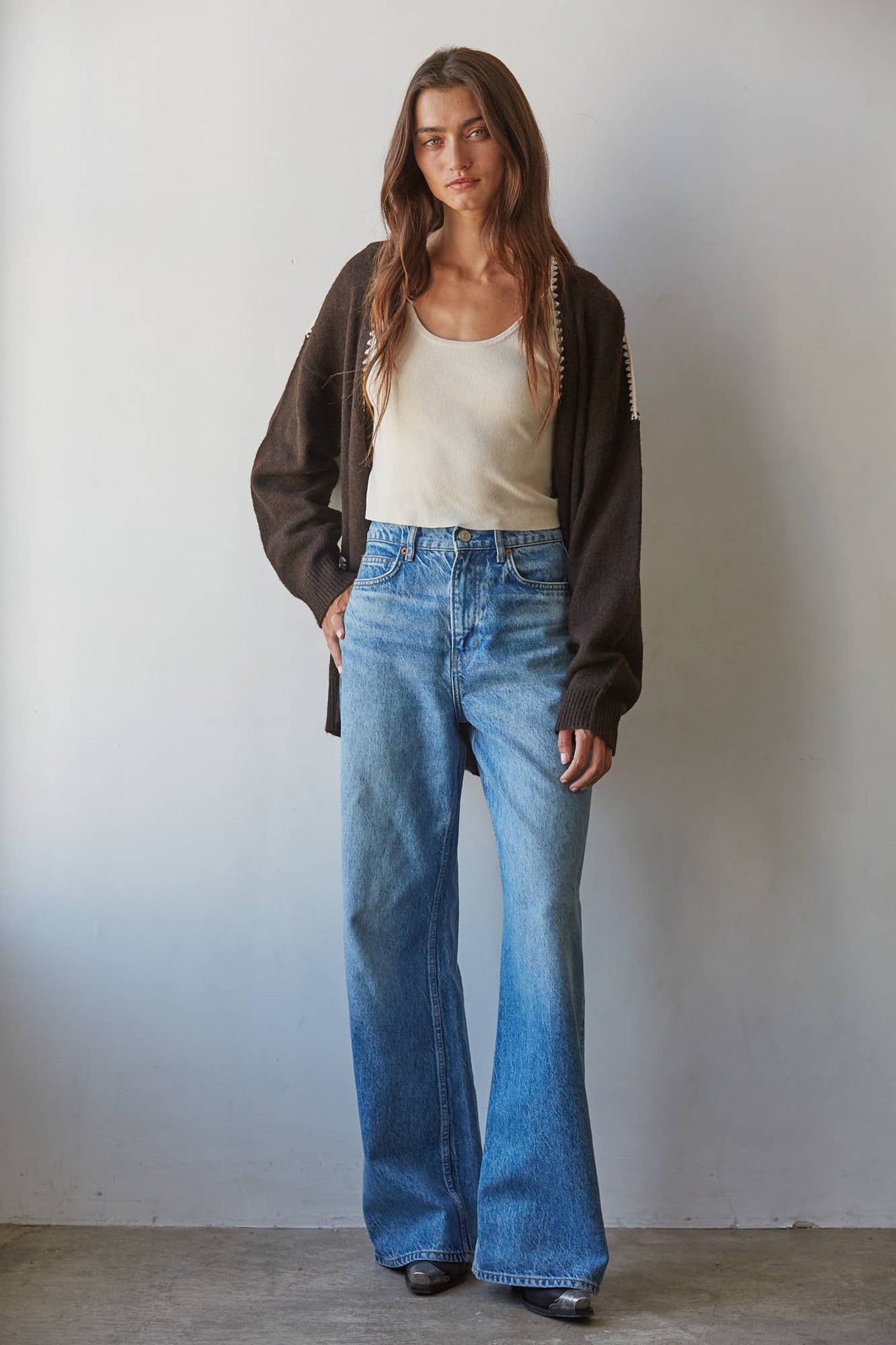 Knit Sweater Open Cardigan