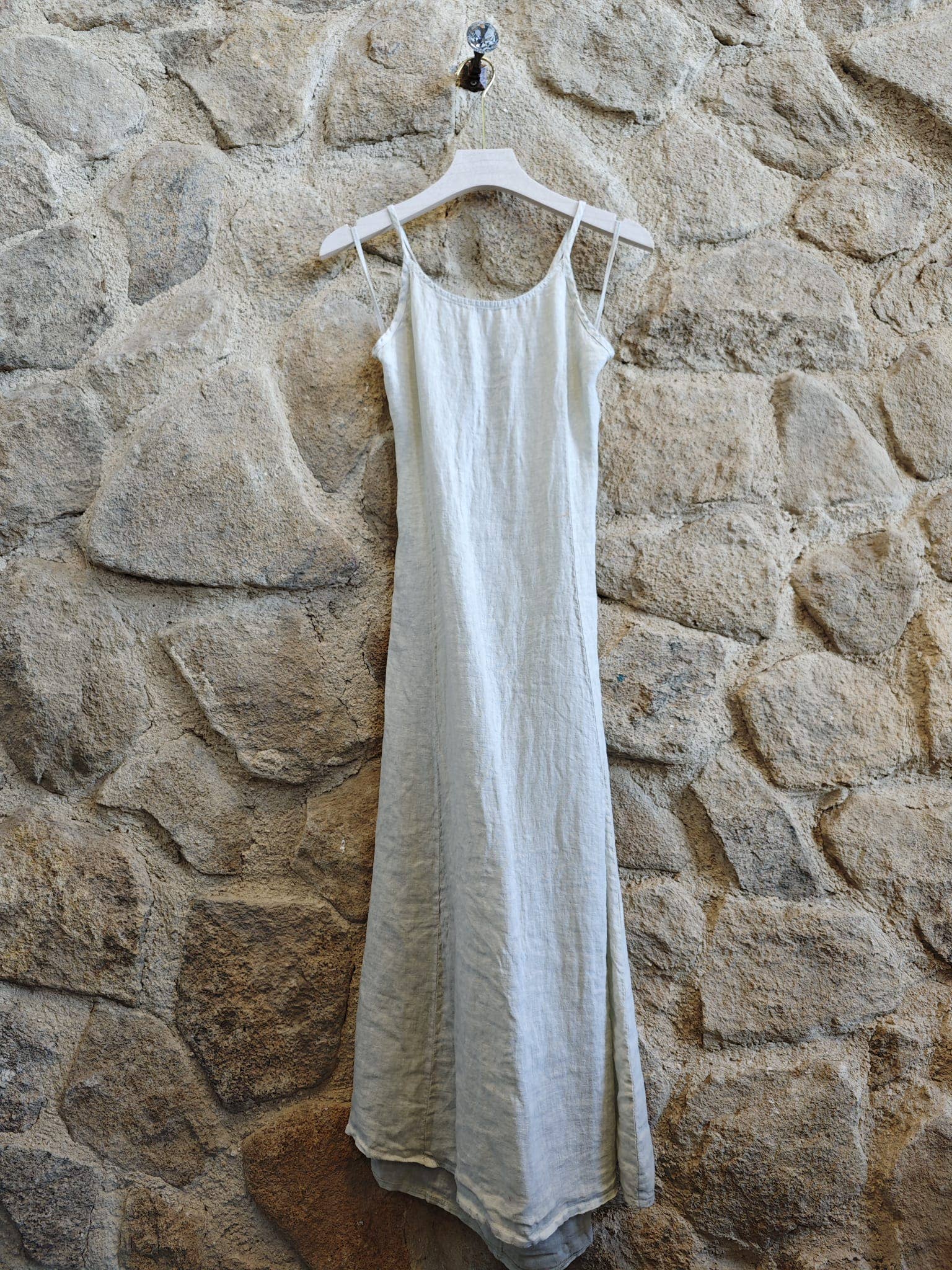 STRAP DRESS/TIE BACK 100% LINEN