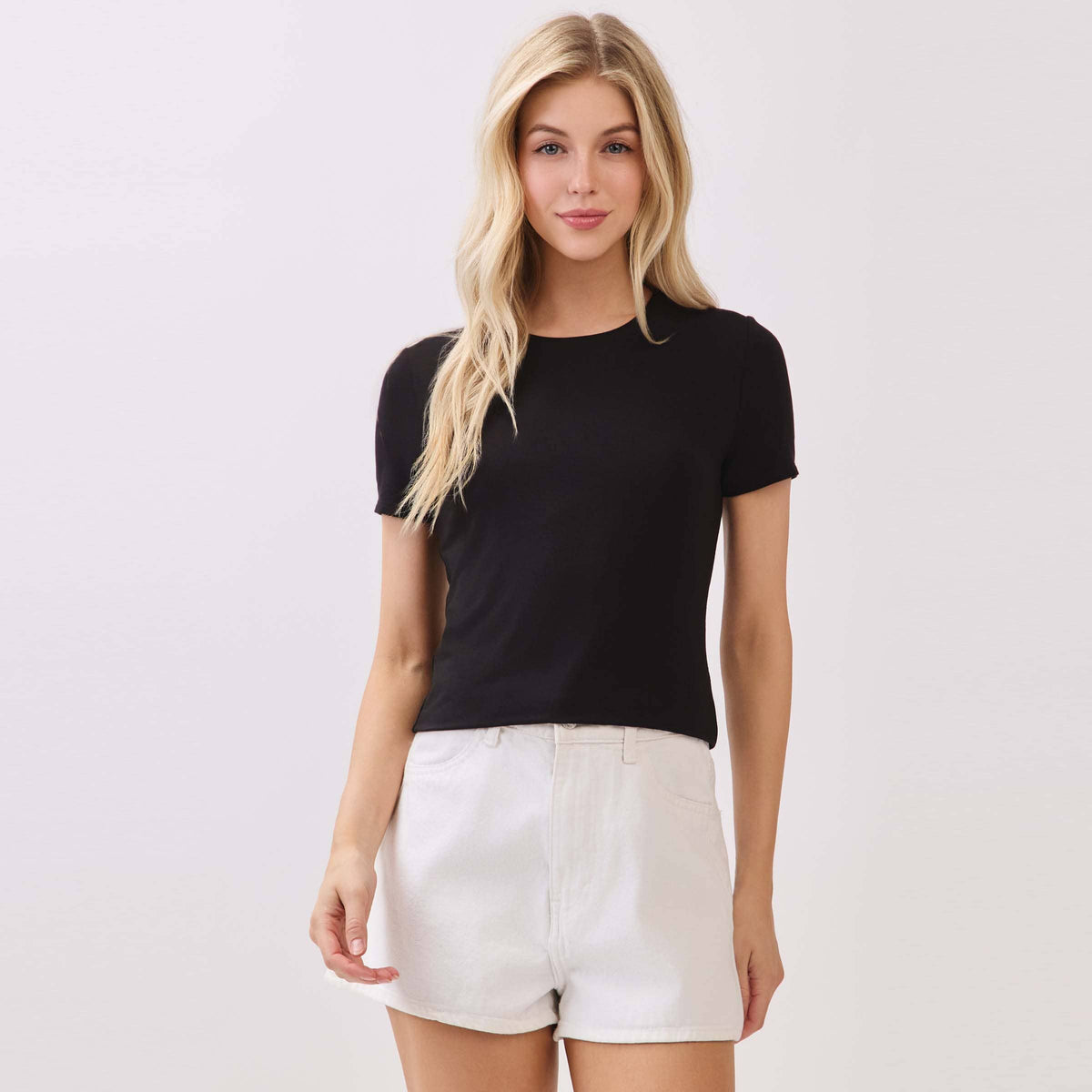 Double Layer Round Neck Crop Top
