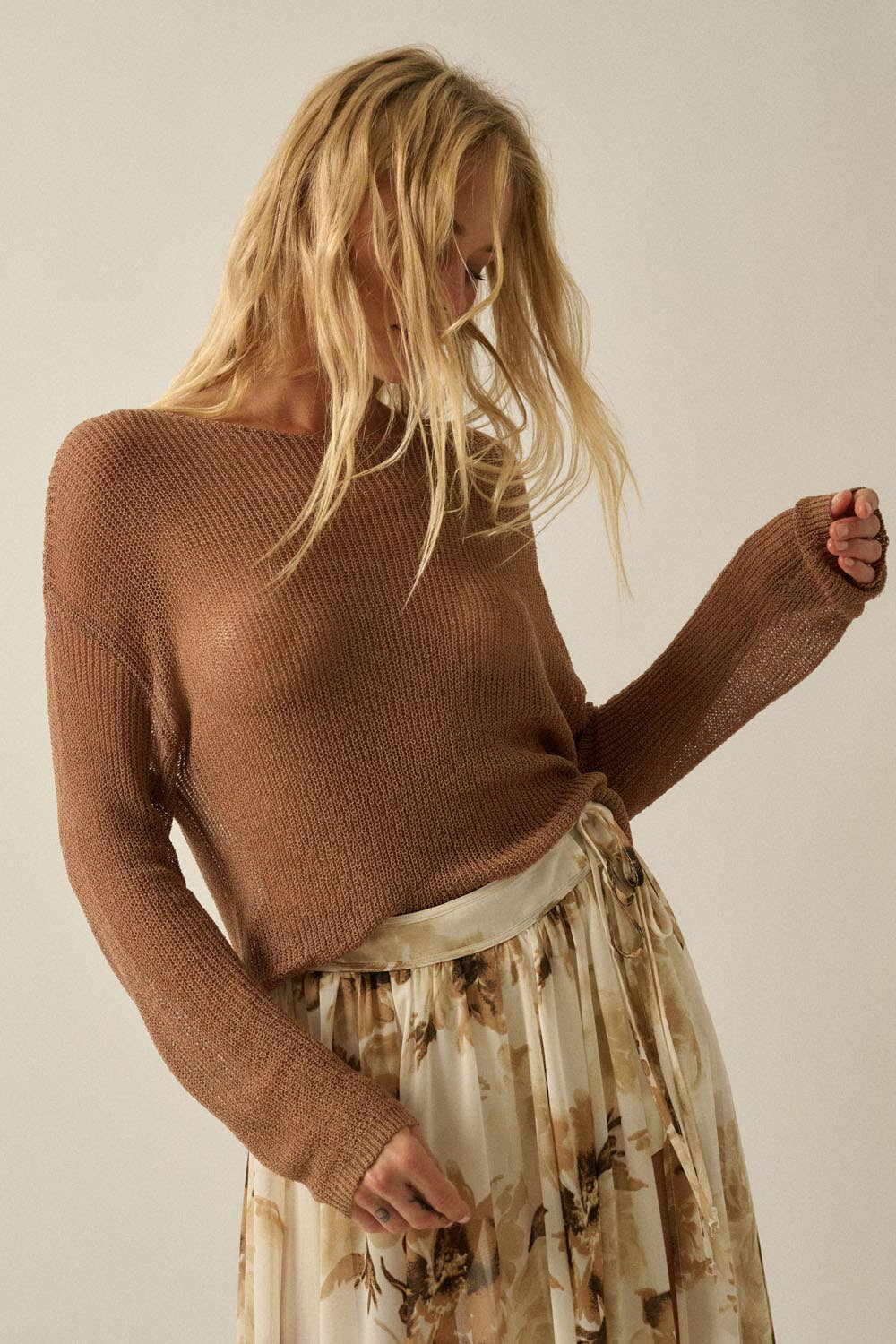 Lightweight Knit Loose-Fit Boatneck Sweater