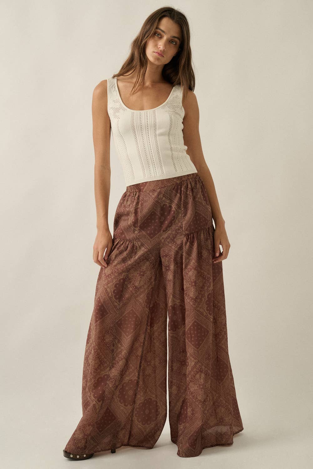 Floral Ribbed Pointelle Knit top