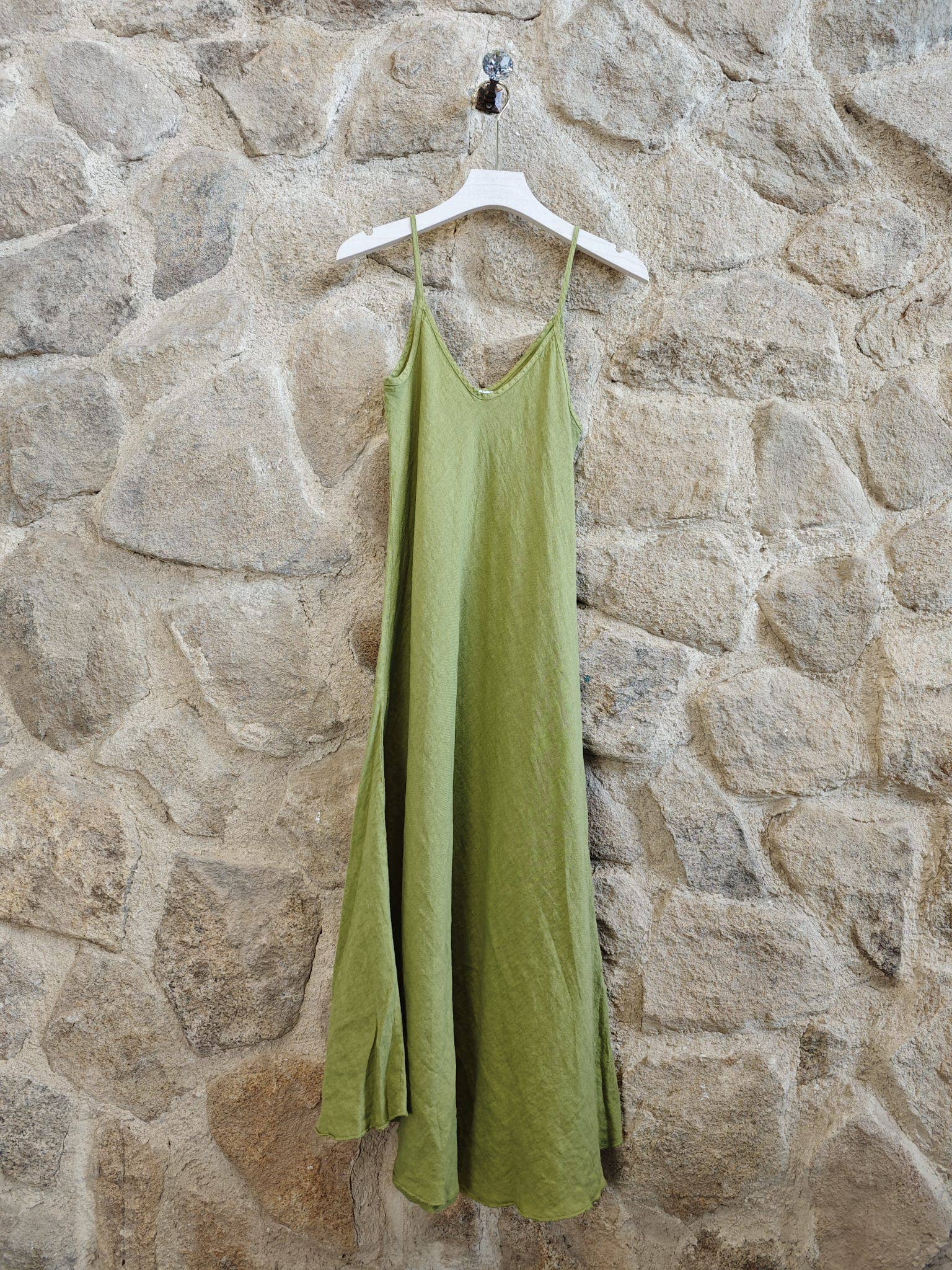 100% LINEN STRAPPY LONG DRESS