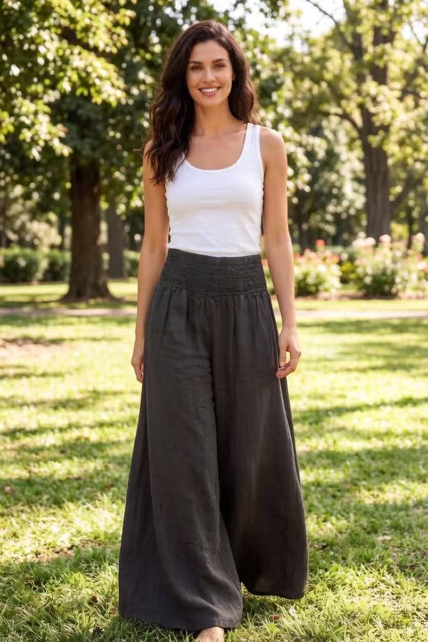 100% Linen Wide Leg Pants