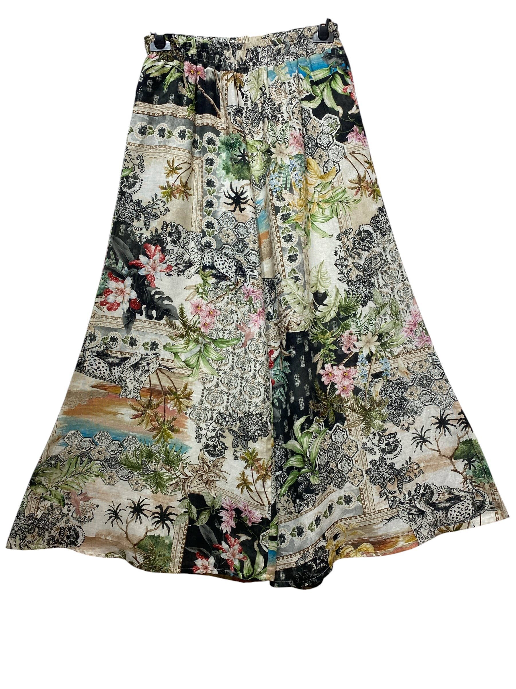 PRINTED TROUSERS IN 100% LINEN