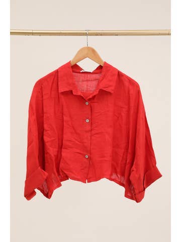 SHORT LINEN JACKET/SHIRT: Rose