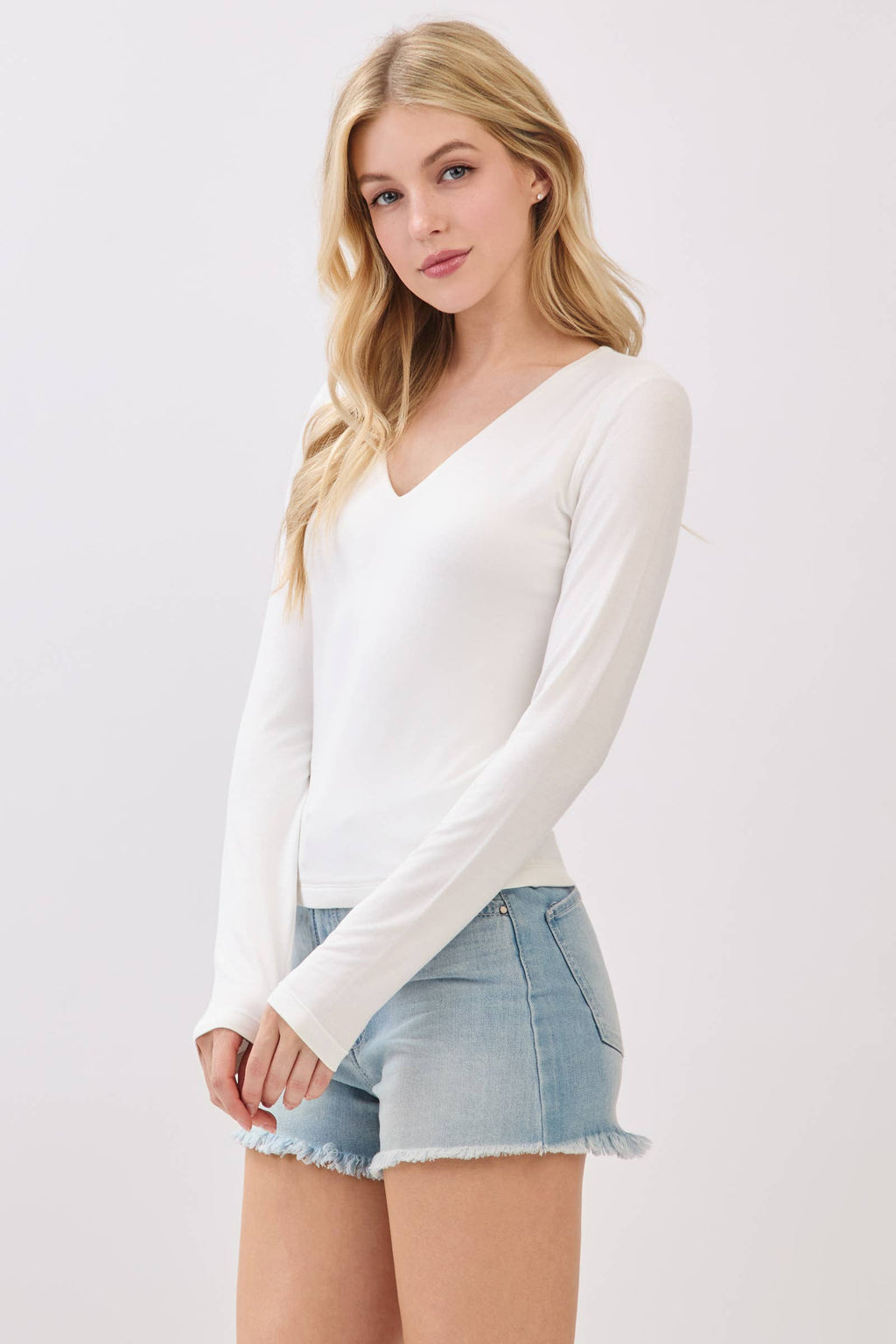 Double Layer V-Neck Knit Top