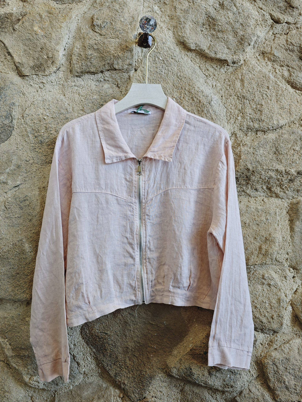 Italian Linen Cropped Zipper Jacket – view 11