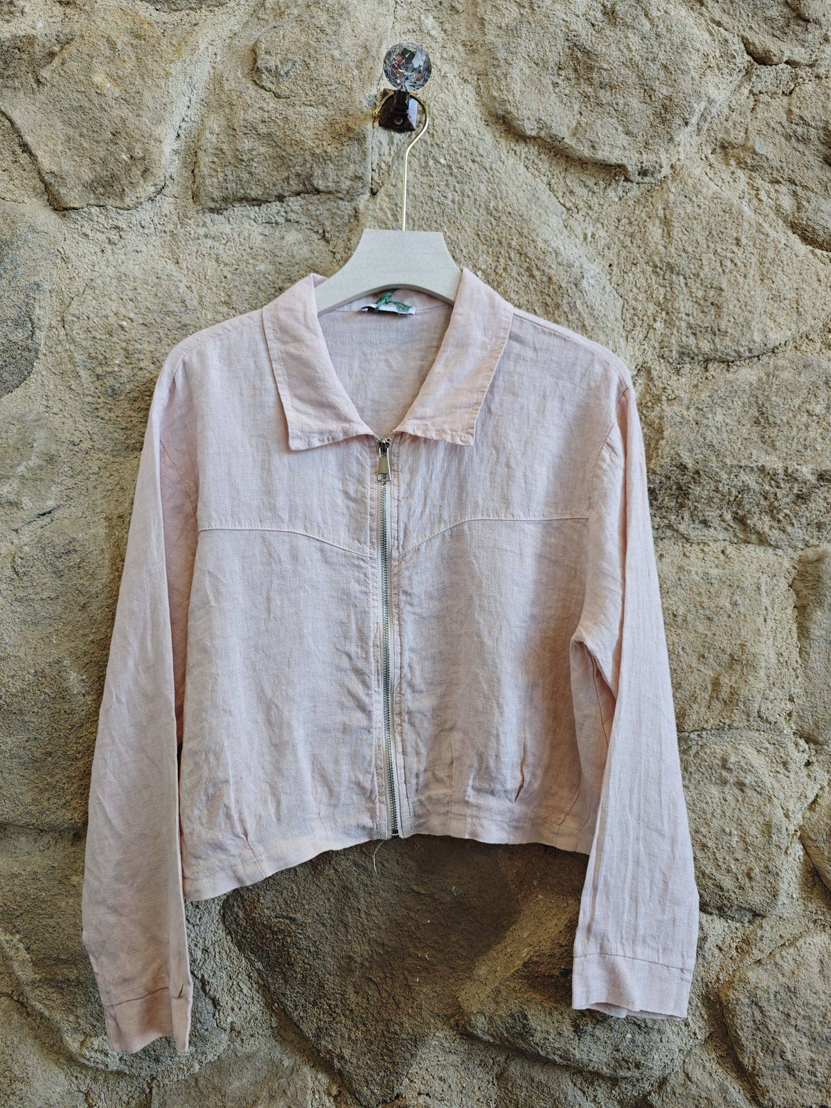 Italian Linen Cropped Zipper Jacket – view 11