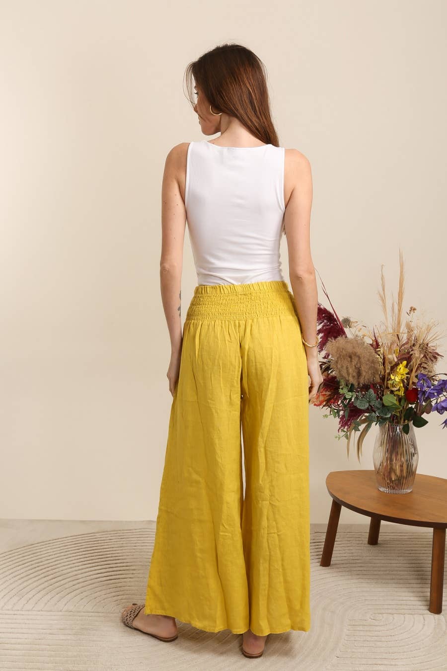 100% Linen Wide Leg Pants