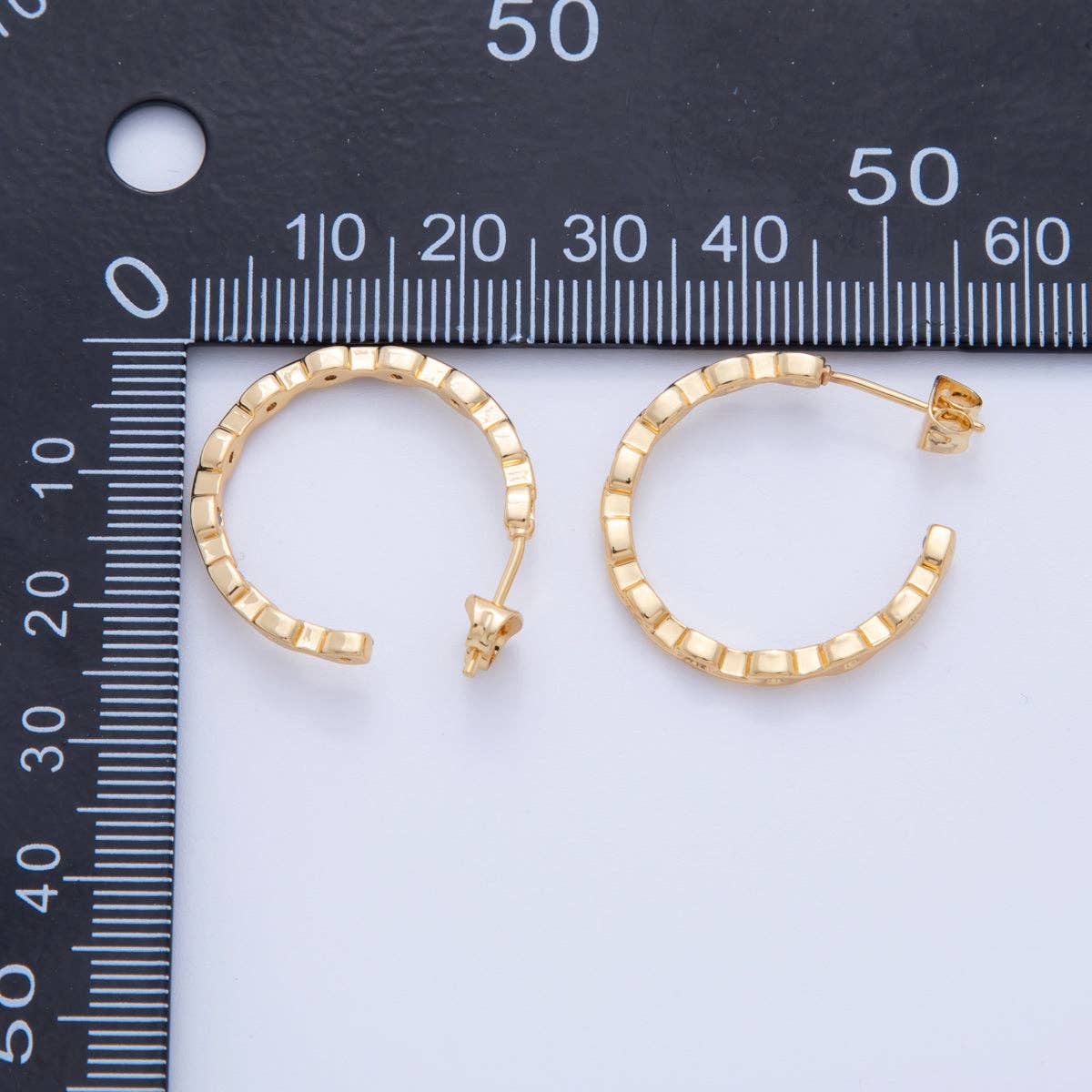 18K GF CZ C-Shaped