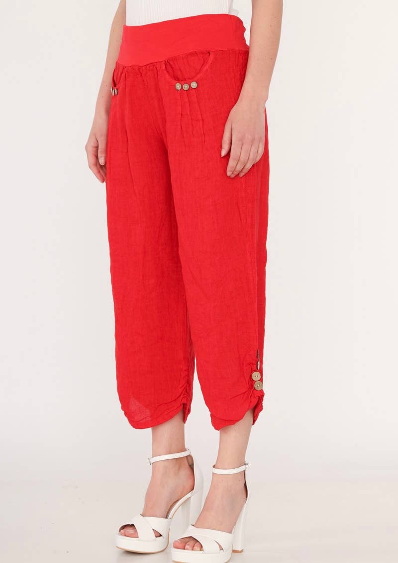 Italian Linen Capri Pants: WHITE