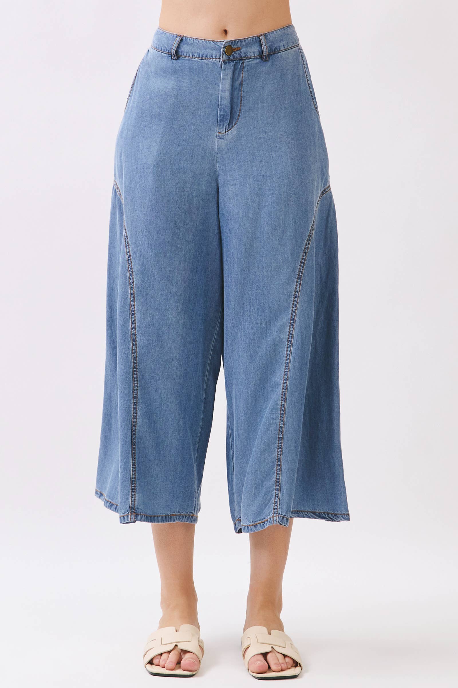 TENCEL DENIM CROP PANTS
