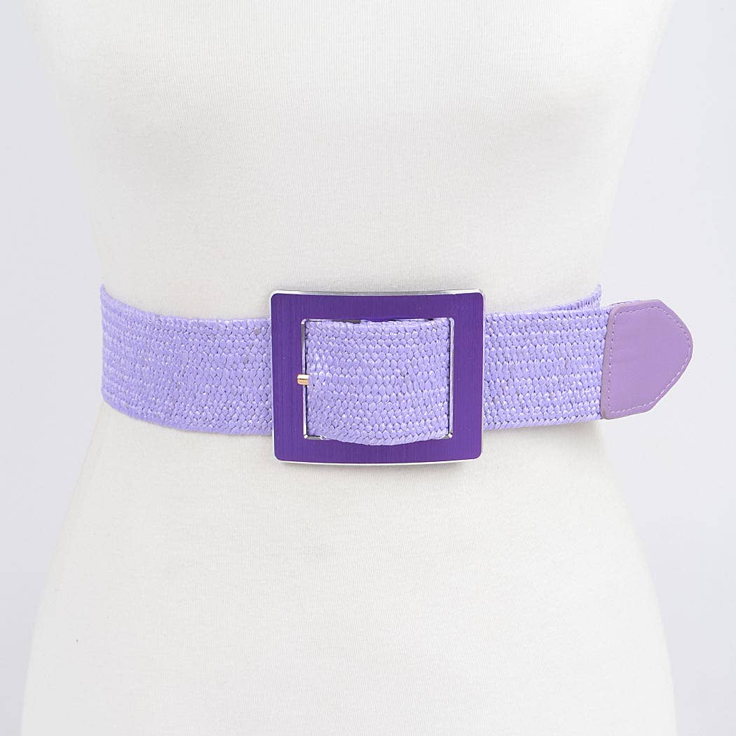 Rectangle Metal Buckle Elastic Belt