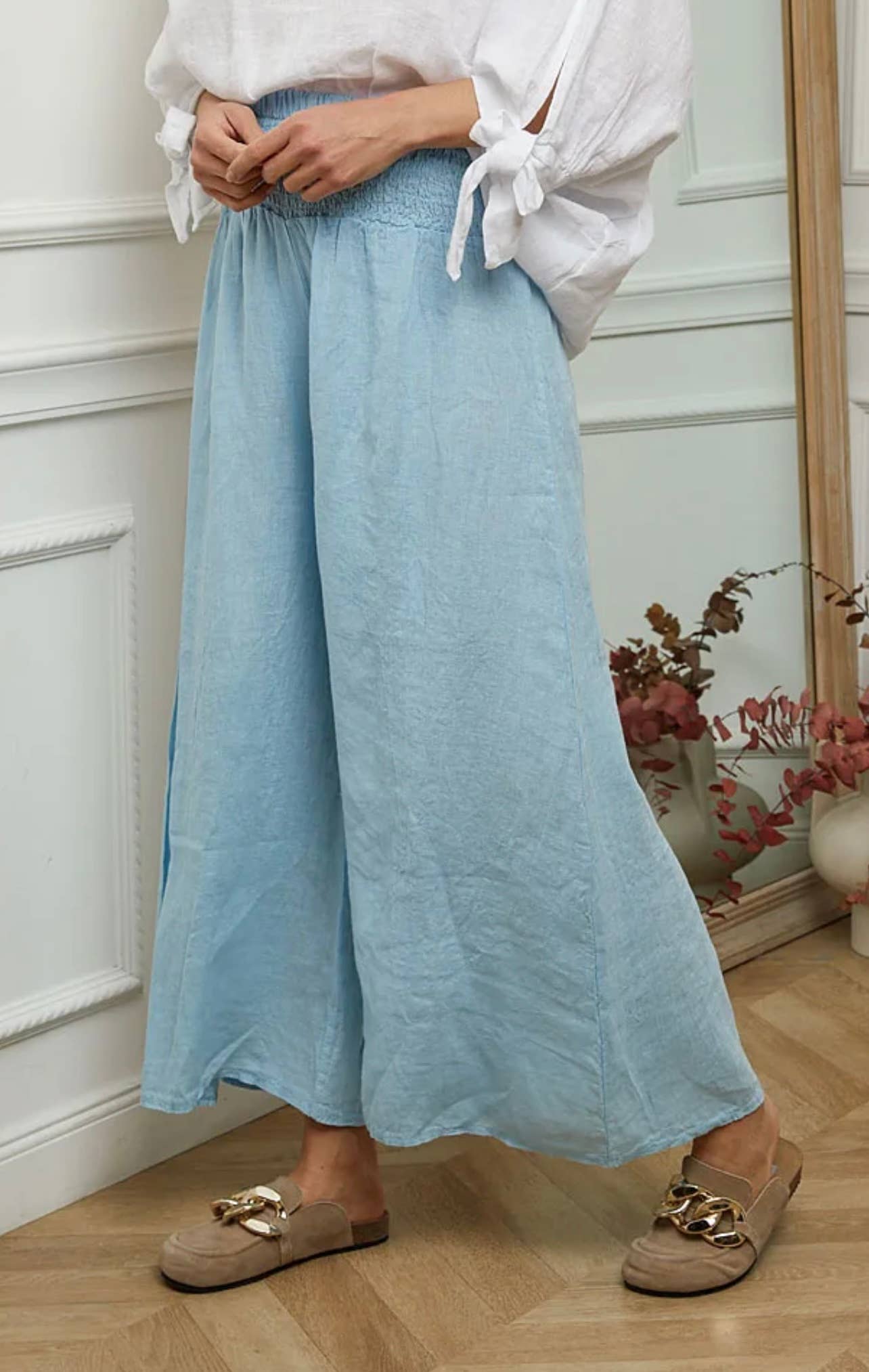 100% Linen Wide Leg Pants