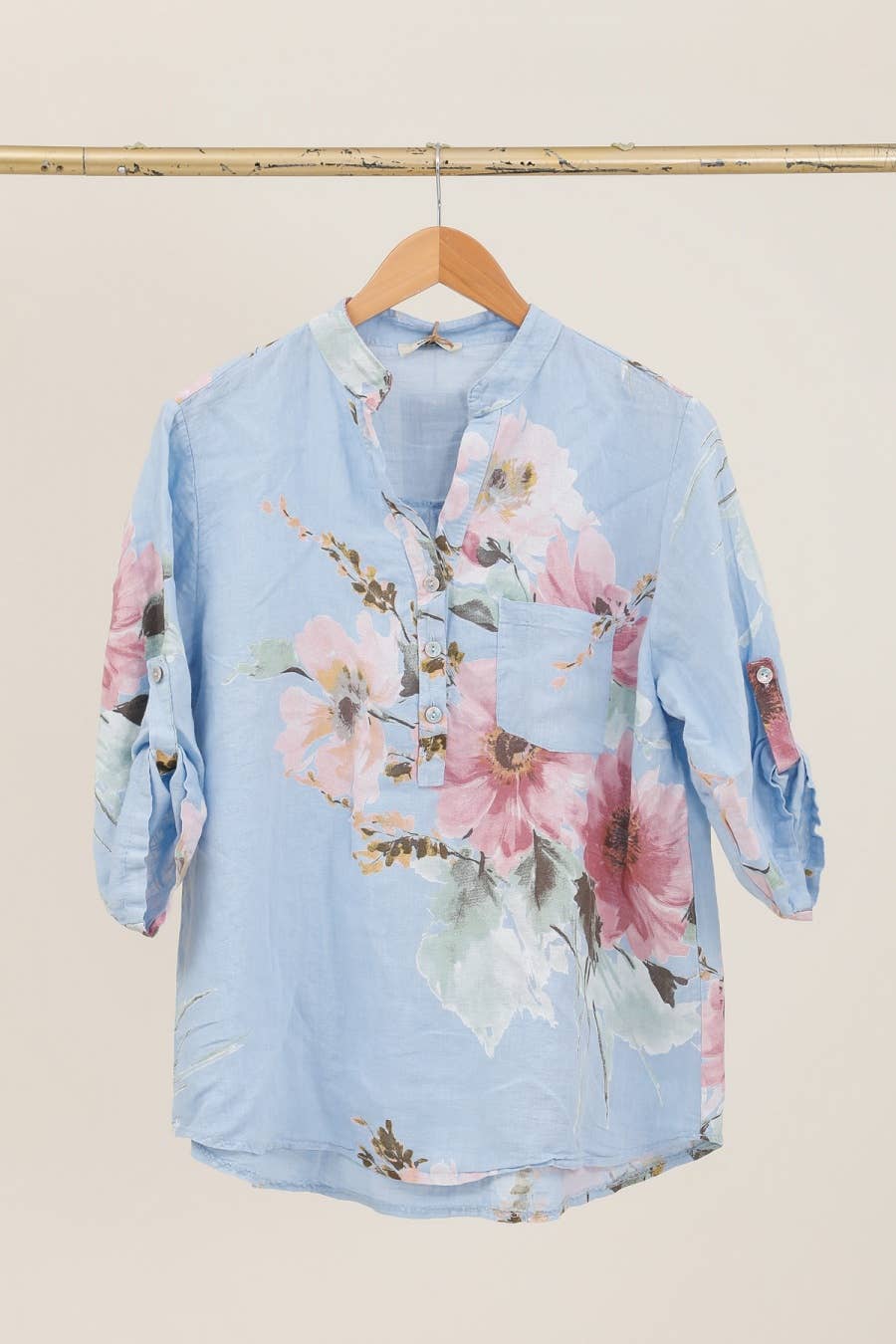 Floral O/S Linen Blouse