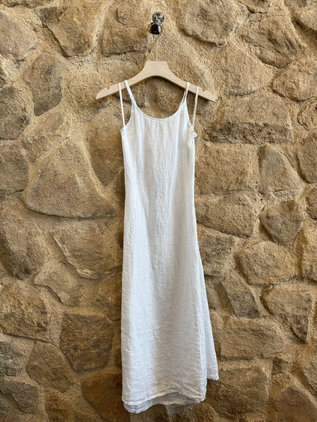 STRAP DRESS/TIE BACK 100% LINEN